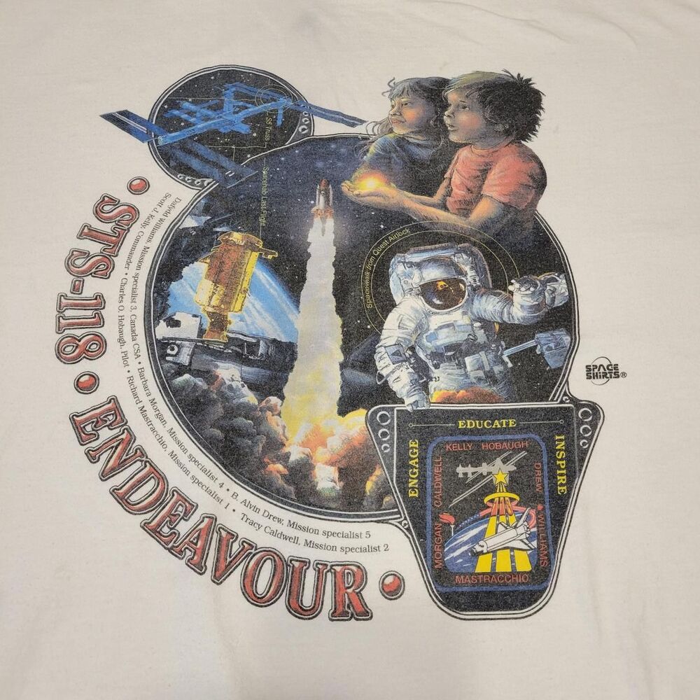 NASA Endeavour STS-118 T Shirt Graphic Novelty Space 100% Cotton
